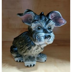 Vintage Terrier Black White Dog Planter Made in Japan SUPER CUTE !!!